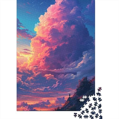 Puzzle für Erwachsene und Kinder, Anime-Stil, Bunte Wolken, 1000 Teile, Holzpuzzle für Erwachsene, Geschenke, Lernspiel für Erwachsene und Kinder, Größe: 75 x 50 cm von LiJianXXS