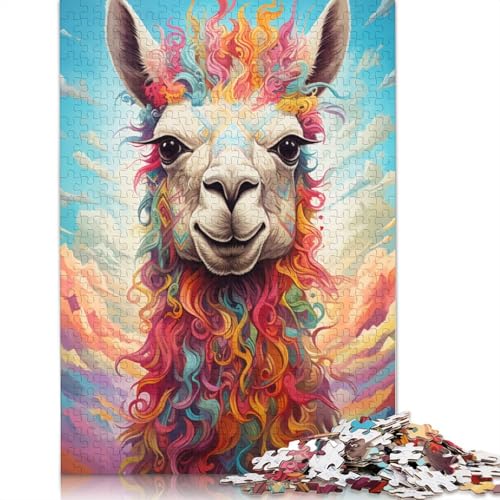 Puzzle für Erwachsene und Kinder, Bunte Alpakas, Puzzle für Erwachsene, 1000 Teile, Kartonpuzzle für Erwachsene und Kinder ab 12 Jahren, Spielzeug, Denkspiel, Größe: 38 x 26 cm von LiJianXXS