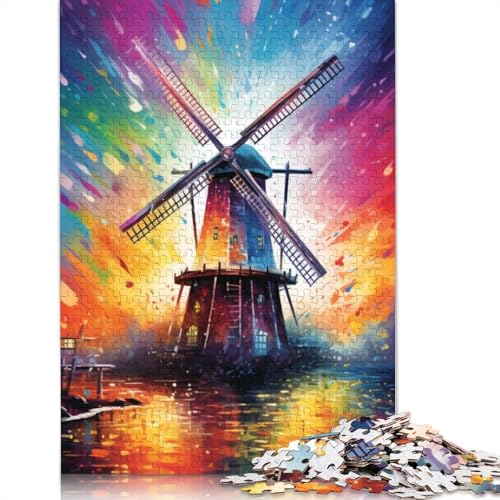 Puzzle für Erwachsene und Kinder, Bunte Windmühlen, Puzzle für Erwachsene, 1000 Teile, Holzpuzzle für Erwachsene und Kinder ab 12 Jahren, Spielzeug, Denkspiel, Größe: 75 x 50 cm von LiJianXXS