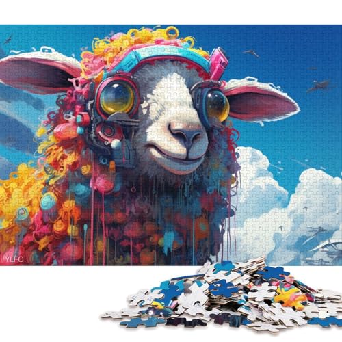 Puzzle für Erwachsene und Kinder, Bunter Schafroboter, 1000 Teile, Puzzle aus Holz, geeignet für Erwachsene und Kinder ab 12 Jahren, anspruchsvolles Spiel, Geschenke 75x50cm/1000 Teile von LiJianXXS