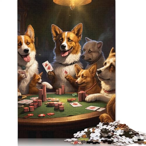 Puzzle für Erwachsene und Kinder, Hunde Spielen Poker, Puzzle für Erwachsene, 1000 Teile, Holzpuzzle für Erwachsene und Kinder ab 12 Jahren, Spielzeug, Denkspiel, Größe: 75 x 50 cm von LiJianXXS