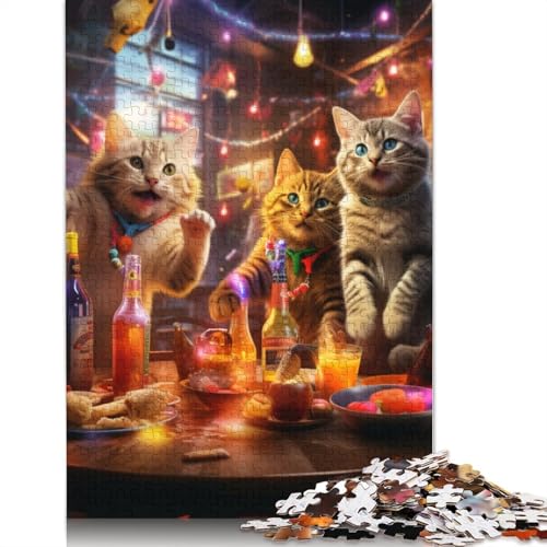 Puzzle für Erwachsene und Kinder, Katzenparty, 1000 Teile, Puzzle aus Pappe für Erwachsene und Kinder ab 12 Jahren, anspruchsvolles Spiel, Geschenke, Größe: 38 x 26 cm von LiJianXXS