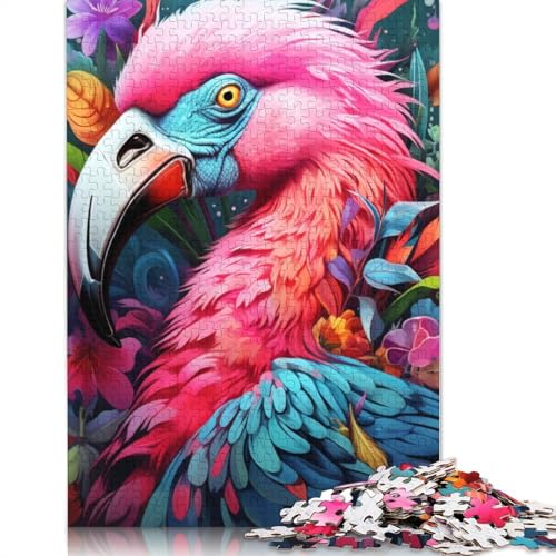 Puzzle für Erwachsene und Kinder, Kunst, Psychedelischer Flamingo, Puzzle für Erwachsene, 1000 Teile, Holzpuzzle für Erwachsene und Kinder ab 12 Jahren, Spielzeug, Denkspiel, Größe: 75 x 50 cm von LiJianXXS