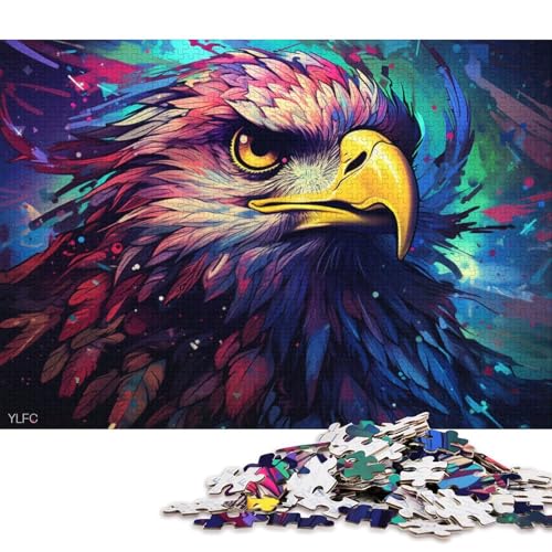 Puzzle für Erwachsene und Kinder, Psychedelic Eaglen, Puzzle für Erwachsene, 1000-teiliges Kartonpuzzle für 12-Jährige, Heimdekorationspuzzle 38x26cm/1000 Teile von LiJianXXS