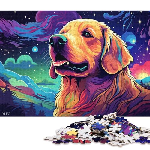 Puzzle für Erwachsene und Kinder, Tier-Golden Retriever, Puzzle für Erwachsene, 1000-teiliges Holzpuzzle für 12-Jährige, Heimdekorationspuzzle 75x50cm/1000 Teile von LiJianXXS