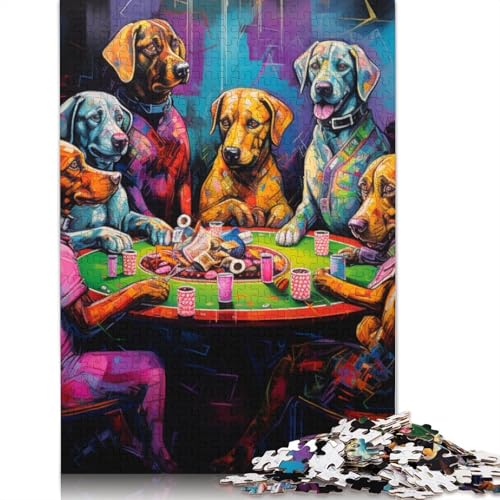 Puzzle für Erwachsene und Kinder, Tiere Spielen Poker, Puzzle für Erwachsene, 1000 Puzzleteile aus Pappe für Erwachsene und Kinder ab 12 Jahren, Spielzeug, Denkspiel, Größe: 38 x 26 cm von LiJianXXS