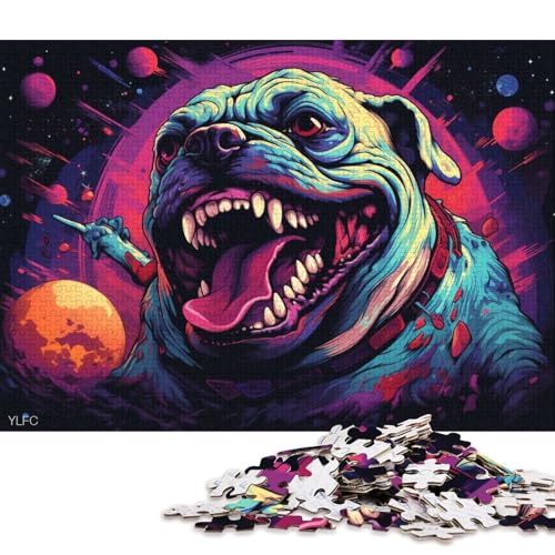 Puzzle für Erwachsene und Kinder, Wütende Bulldogge, 1000 Teile, Puzzle aus Holz, geeignet für Erwachsene und Kinder ab 12 Jahren, anspruchsvolles Spiel, Geschenke 75x50cm/1000 Teile von LiJianXXS