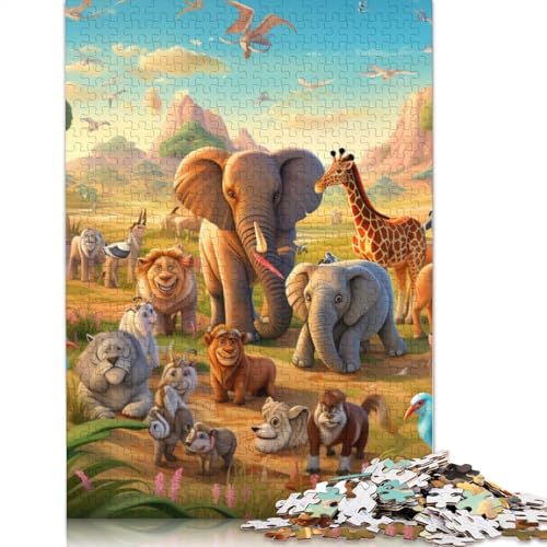 Puzzle für Erwachsene und Kinder, afrikanische Tiere, Puzzle für Erwachsene, 1000 Teile, Holzpuzzle für Erwachsene und Kinder ab 12 Jahren, Spielzeug, Denkspiel, Größe: 75 x 50 cm von LiJianXXS