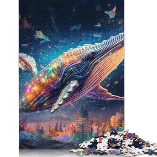 Puzzle für Erwachsene und Kinder, bunter Blauwal, 1000 Teile, Puzzle aus Pappe für Erwachsene und Kinder ab 12 Jahren, anspruchsvolles Spiel, Geschenke, Größe: 38 x 26 cm von LiJianXXS