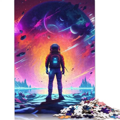 Puzzle für Erwachsene und Kinder, farbenfrohes Astronauten-Puzzle für Erwachsene, 1000 Teile, Holzpuzzle für Erwachsene und Kinder ab 12 Jahren, Spielzeug, Denkspiel, Größe: 75 x 50 cm von LiJianXXS