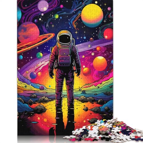 Puzzle für Erwachsene und Kinder, farbenfrohes Astronauten-Puzzle für Erwachsene, 1000 Teile, Holzpuzzle für Erwachsene und Kinder ab 12 Jahren, Spielzeug, Denkspiel, Größe: 75 x 50 cm von LiJianXXS