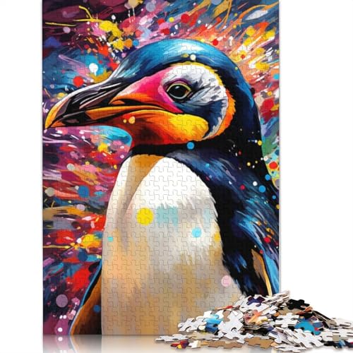 Puzzle für Erwachsene und Kinder, farbenfrohes Pinguin-Kunst-Puzzle für Erwachsene, 1000 Puzzleteile aus Pappe für Erwachsene und Kinder ab 12 Jahren, Spielzeug, Denkspiel, Größe: 38 x 26 cm von LiJianXXS