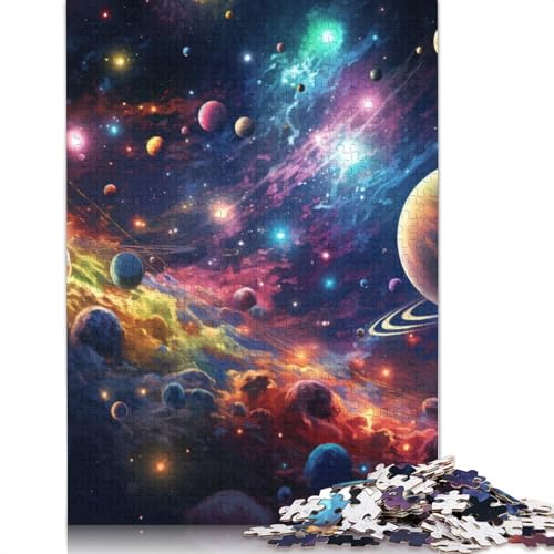 Puzzle für Erwachsene und Kinder, farbenfrohes Universum, Puzzle für Erwachsene, 1000 Puzzleteile aus Pappe für Erwachsene und Kinder ab 12 Jahren, Spielzeug, Denkspiel, Größe: 38 x 26 cm von LiJianXXS