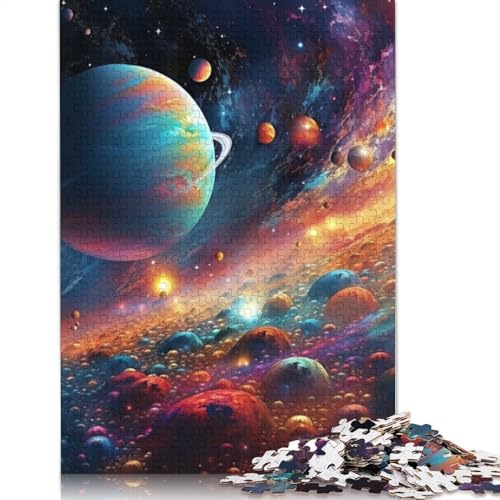 Puzzle für Erwachsene und Kinder, farbenfrohes Universum, Puzzle für Erwachsene, 1000 Teile, Holzpuzzle für Erwachsene und Kinder ab 12 Jahren, Spielzeug, Denkspiel, Größe: 75 x 50 cm von LiJianXXS