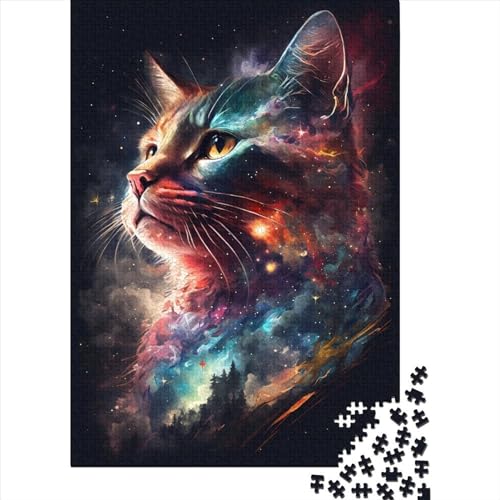 Puzzle für Erwachsene und Teenager mit kosmischer Weltraumkatze, 1000 Teile, Puzzle für Erwachsene, Puzzle für Teenager und Erwachsene (Größe 75x50 cm) von LiJianXXS