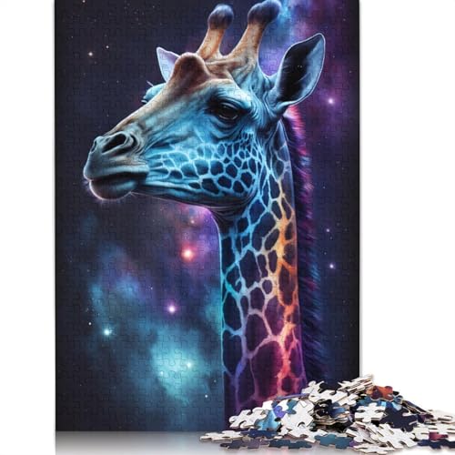 Puzzle für Kinder, Giraffen-Galaxie, 1000-teiliges Puzzlespiel, Holzpuzzle für Erwachsene und Kinder ab 12 Jahren, pädagogische Herausforderung (Größe 75 x 50 cm) von LiJianXXS