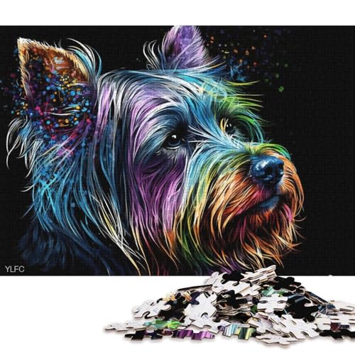 Puzzle für Kinder, Yorkshire-Terrier-Hund, Puzzle für Erwachsene, 1000 Teile, Holzpuzzle für Erwachsene und Kinder ab 12 Jahren, Puzzle, tolles Geschenk für Erwachsene, 75 x 50 cm von LiJianXXS