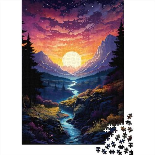 Puzzle für Kinder, farbenfrohe psychedelische Morgendämmerung in Einer Weltraumlandschaft, 1000-teiliges Puzzle aus Holz für Erwachsene und Kinder ab 12 Jahren, anspruchsvolles Spiel 29,53x19,69 Zoll von LiJianXXS