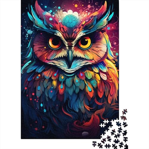 Puzzle für Kinder, farbenfrohes psychedelisches Motiv Einer Wüsteneule, 1000-teiliges Puzzle aus Holz für Erwachsene und Kinder ab 12 Jahren, anspruchsvolles Spiel 29,53x19,69 Zoll von LiJianXXS