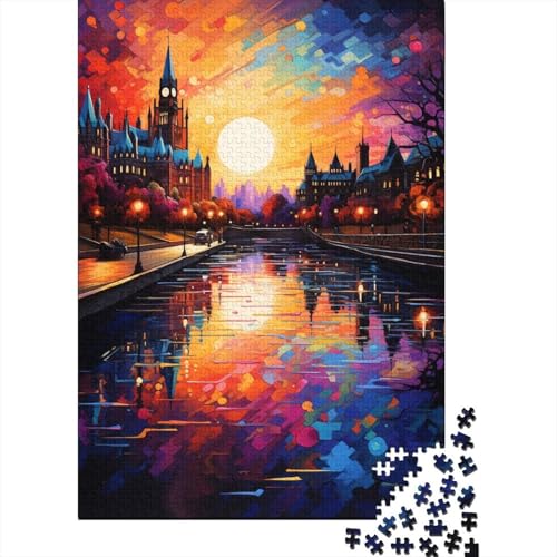 Puzzle für Kinder Die farbenfrohe Psychedelia des Rideau-Kanals, 1000-teiliges Puzzle aus Holz für Erwachsene und Kinder ab 12 Jahren, anspruchsvolles Spiel 29,53x19,69 Zoll von LiJianXXS