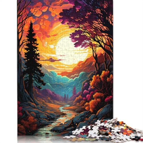 Puzzle mit 1000 Teilen, Fantasie-Sonnenuntergangslandschaft, Puzzle für Erwachsene, Holzpuzzle, Lernspiel, Herausforderungsspielzeug, 75 x 50 cm von LiJianXXS