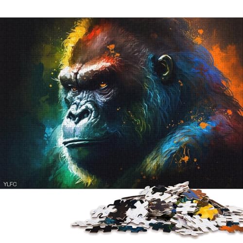 Puzzle mit 1000 Teilen, buntes Gorilla-Puzzle für Erwachsene, Kartonpuzzle, gutes Geschenk für Erwachsene und Kinder, 38 x 26 cm von LiJianXXS