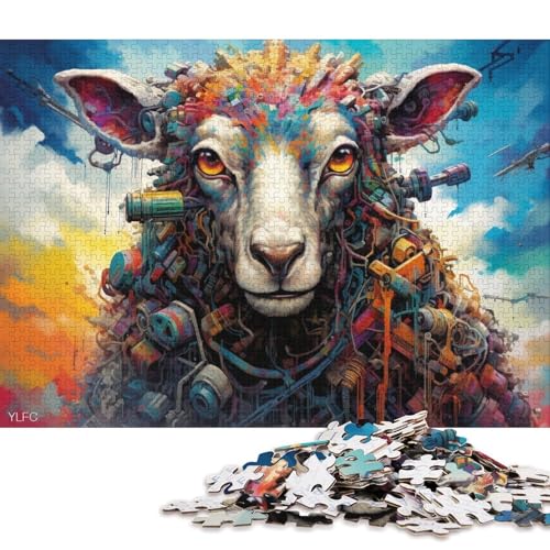 Puzzle mit 1000 Teilen, buntes Schaf-Roboter-Puzzle für Erwachsene, Karton-Puzzle für Sommerliebhaber 38x26cm/1000 Teile von LiJianXXS