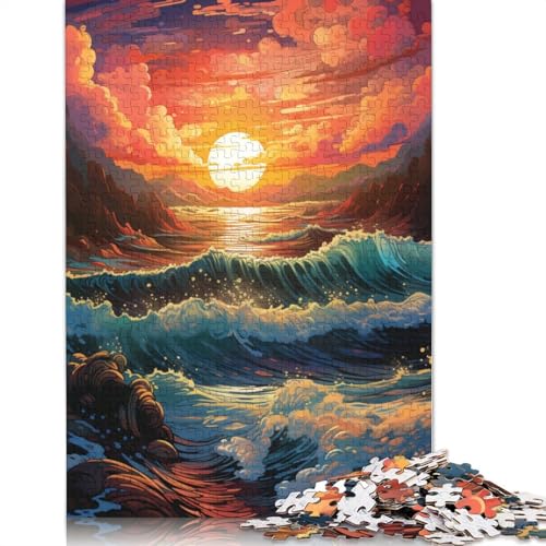 Puzzle mit 1000 Teilen, farbenfrohe Fantasie-Sonnenuntergangslandschaft, Puzzles für Holzpuzzles, Lernspielzeug, 75 x 50 cm von LiJianXXS