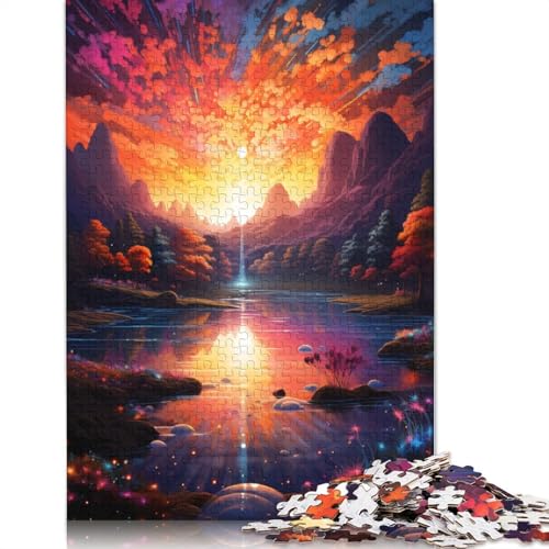 Puzzle mit 1000 Teilen, farbenfroher Psychedelischer Sonnenuntergang, Puzzles für Holzpuzzles, Lernspielzeug, 75 x 50 cm von LiJianXXS