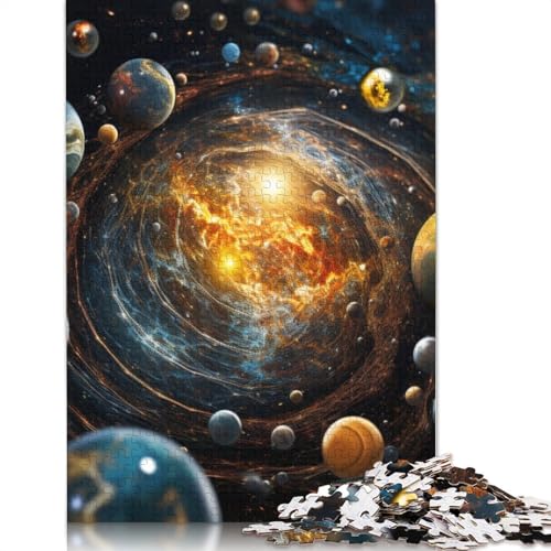 Puzzle mit 1000 Teilen, farbenfrohes Astronauten-Puzzle für Erwachsene, Holzpuzzle für die ganze Familie, Größe: 75 x 50 cm von LiJianXXS