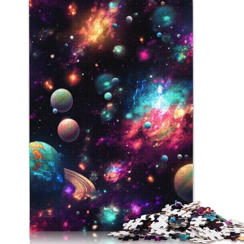 Puzzle mit 1000 Teilen, farbenfrohes Universum-Puzzle für Erwachsene, Holzpuzzle, lustige Puzzlespiele, Größe: 75 x 50 cm von LiJianXXS