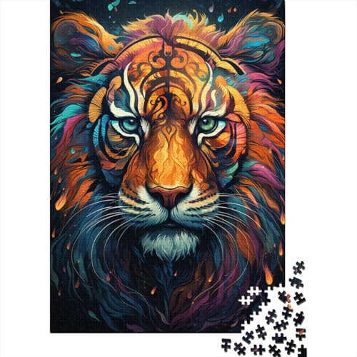 Puzzle mit 1000 Teilen, farbenfrohes psychedelisches kosmisches Tiger-Puzzle für Holzpuzzle, Heimdekoration, Puzzlespielzeug 29,53x19,69 Zoll von LiJianXXS