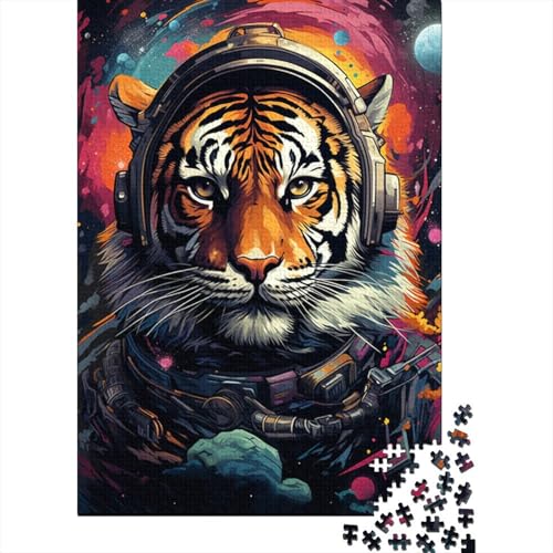 Puzzle mit 1000 Teilen Space Tiger für Erwachsene und Kinder, Holzbrett-Puzzle für Familienspaß und Spieleabend 29,53x19,69 Zoll von LiJianXXS