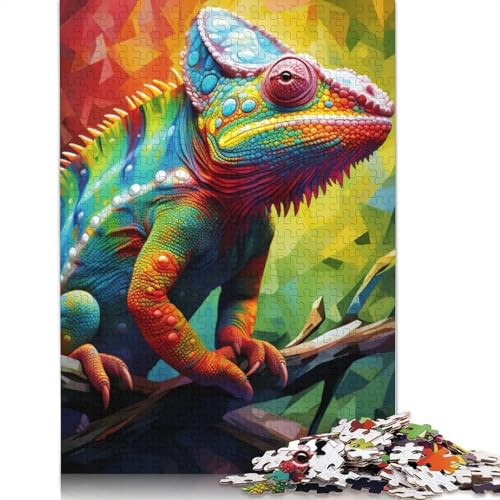 Puzzles Art Chamäleon 1000-teiliges Puzzle für Erwachsene, Kartonpuzzle, geeignet für Kinder ab 12 Jahren, Lernspielzeug, Familienspiele, Größe: 38 x 26 cm von LiJianXXS