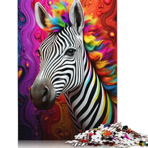 Puzzles Bunte Zebras 1000 Teile Puzzle für Erwachsene Holzpuzzle Geeignet für Kinder ab 12 Jahren Lernspielzeug Familienspiele Größe: 75x50cm von LiJianXXS