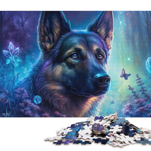 Puzzles Magic Animals Deutscher Schäferhund 1000 Teile Puzzle Holzpuzzle Geeignet für Erwachsene und Kinder über 12 Jahre Cartoon-Puzzle 75x50cm von LiJianXXS