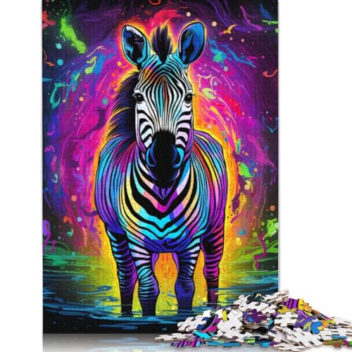 Puzzles für Bunte Zebras, 1000 Teile, Puzzle für Erwachsene, Papppuzzles für Erwachsene und Kinder, Heimdekoration, Puzzlespielzeug, Größe: 38 x 26 cm von LiJianXXS