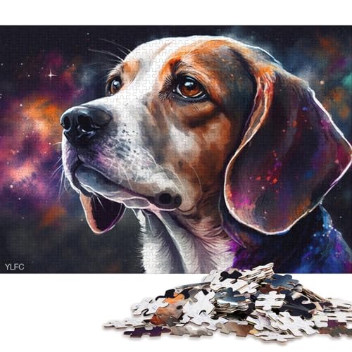 Puzzles für Erwachsene und Kinder, Bunter Beagle, 1000-teiliges Puzzle für Erwachsene, Papppuzzle für Erwachsene und Kinder ab 12 Jahren, Lernspiel, Herausforderungsspielzeug 38x26cm/1000 Teile von LiJianXXS