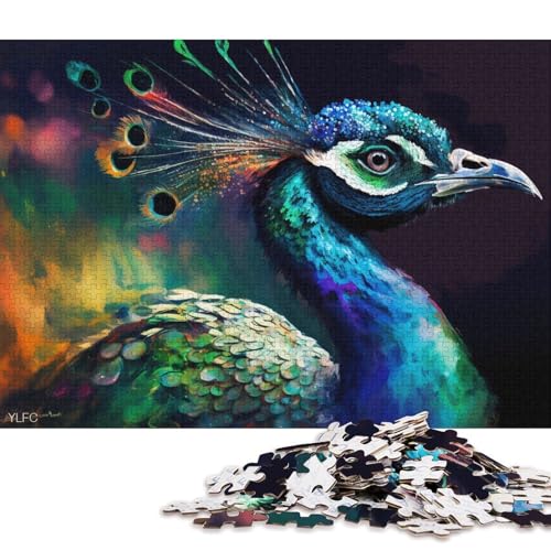 Puzzles für Erwachsene und Kinder, Bunter Pfau, 1000-teiliges Puzzle für Erwachsene, Kartonpuzzle für Erwachsene und Kinder ab 12 Jahren, Lernspiel, Herausforderungsspielzeug 38x26cm/1000 Teile von LiJianXXS