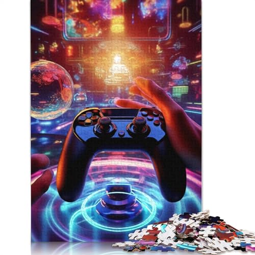 Puzzles für Erwachsene und Kinder, farbenfrohe Gamepad-Puzzles für Erwachsene, 1000 Puzzles aus Holz für Erwachsene und Kinder ab 12 Jahren, Spielzeug, Denkspiel, Größe: 75 x 50 cm von LiJianXXS