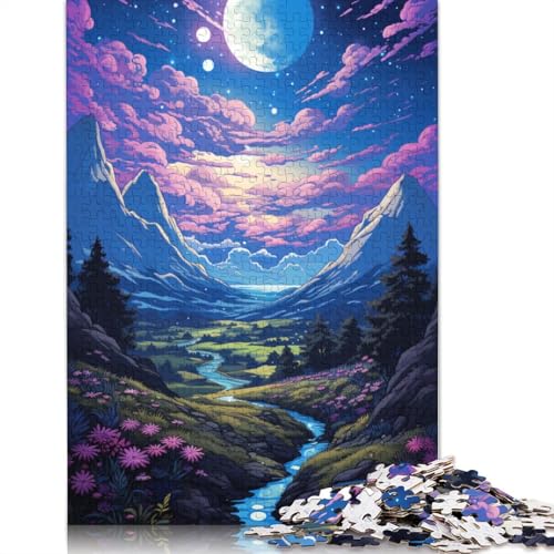 Puzzles für Erwachsene und Kinder,farbenfrohe psychedelische Fantasy-Anime-Landschaft,Puzzle für Erwachsene,1000 Teile,Holzpuzzle,geeignet für Erwachsene und Kinder über 12 Jahre,tolles Geschenk von LiJianXXS