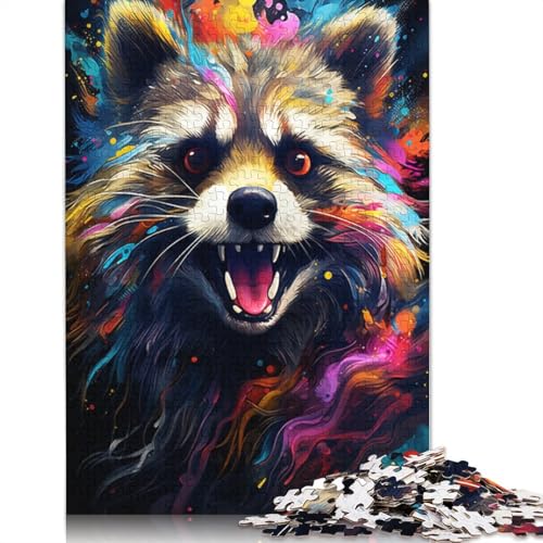 Puzzles für Erwachsene und Kinder,farbenfrohes psychedelisches Waschbär-Puzzle für Erwachsene,1000 Teile,Kartonpuzzle,geeignet für Erwachsene und Kinder über 12 Jahre,tolles Geschenk für Erwachsene von LiJianXXS