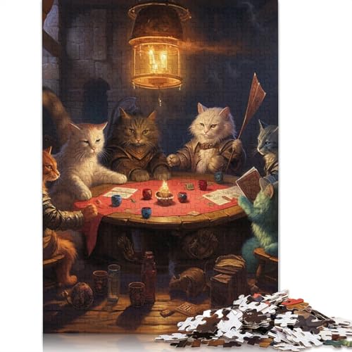 Puzzles für Katzen, die Poker Spielen, 1000-teiliges Puzzle für Erwachsene, Papppuzzles für Erwachsene und Kinder, Heimdekoration, Puzzlespielzeug, Größe: 38 x 26 cm von LiJianXXS