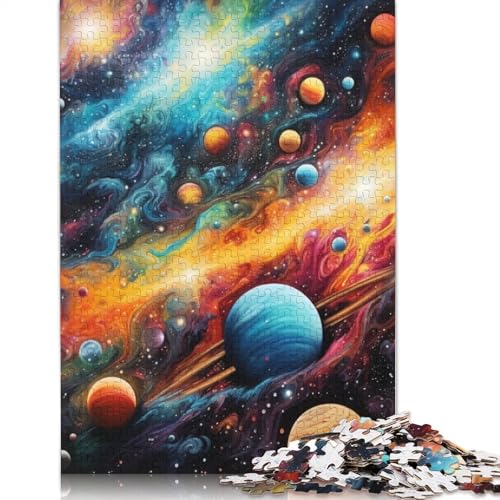 Puzzles für farbenfrohes Universum, 1000-teiliges Puzzle für Erwachsene, Holzpuzzle für Erwachsene und Kinder, Heimdekoration, Puzzlespielzeug, Größe: 75 x 50 cm von LiJianXXS