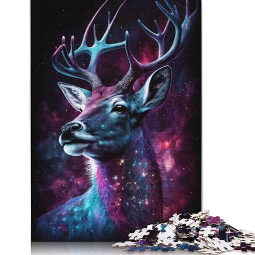 Puzzlespiel mit 1000 Teilen, Galaxy Deer, Puzzle für Erwachsene, Holzpuzzle, lustige Puzzlespiele (Größe 75 x 50 cm) von LiJianXXS