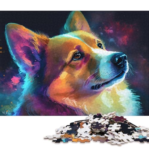 Puzzlespiel mit 1000 Teilen, farbenfrohe Corgi-Puzzles für Erwachsene, Holzpuzzles, anspruchsvolle Spielpuzzles 75x50cm/1000 Stück von LiJianXXS