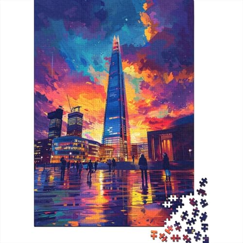 Stadt bei Sonnenuntergang Puzzle 1000 Teile für Erwachsene Puzzle für Erwachsene 1000-teiliges Puzzle Lernspiele Größe: 75 x 50 cm von LiJianXXS