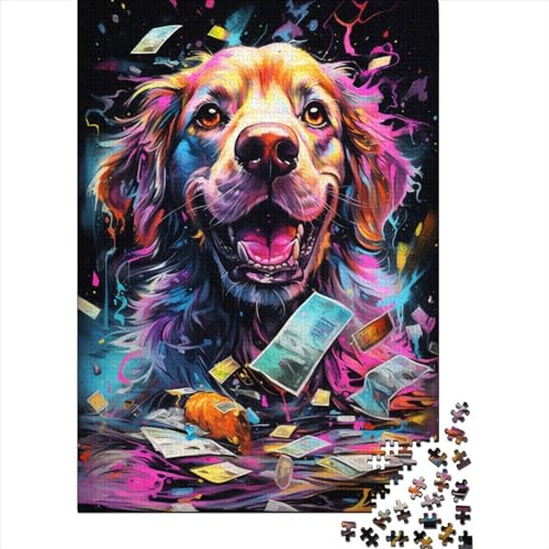 Tier-Puzzle mit bunten Hunden, 1000-teiliges Puzzle für Erwachsene, Holzpuzzle, Lernspiele, Größe: 75 x 50 cm von LiJianXXS