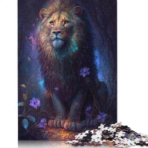 für Erwachsene, 1000-teiliges Löwen-Blumen-Galaxie-Puzzle für Erwachsene, Holzpuzzle, Lernspiel für Erwachsene und Kinder, Größe: 75 x 50 cm von LiJianXXS