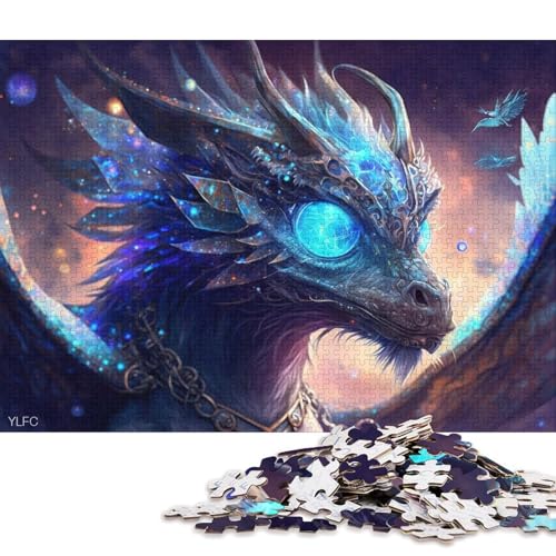 für Erwachsene, 1000-teiliges Puzzle, magisches Kunst-Drachen-Puzzle für Erwachsene, Karton-Puzzle, Lernspiele für Erwachsene und Kinder 38x26cm/1000 Teile von LiJianXXS